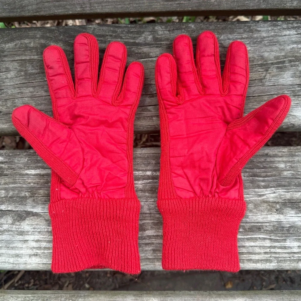 Vintage 90s Thinsulate Red Thermal Winter Gloves Quilted Ribbed Sz Medium Ski